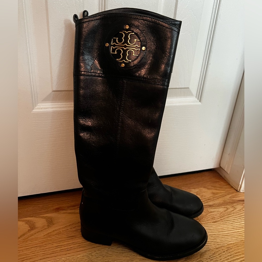 Tory Burch Black Leather Tall Boots